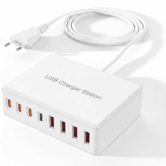 RENGOGA 100W 8-Port USB C Charger Station 4 USB-C 4 USB-A PD3.0 White