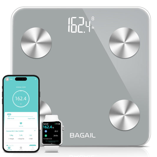 BAGAIL BASICS Smart Scale Body Composition Monitor Health Analyzer with Smartphone App 400lbs/180KG
