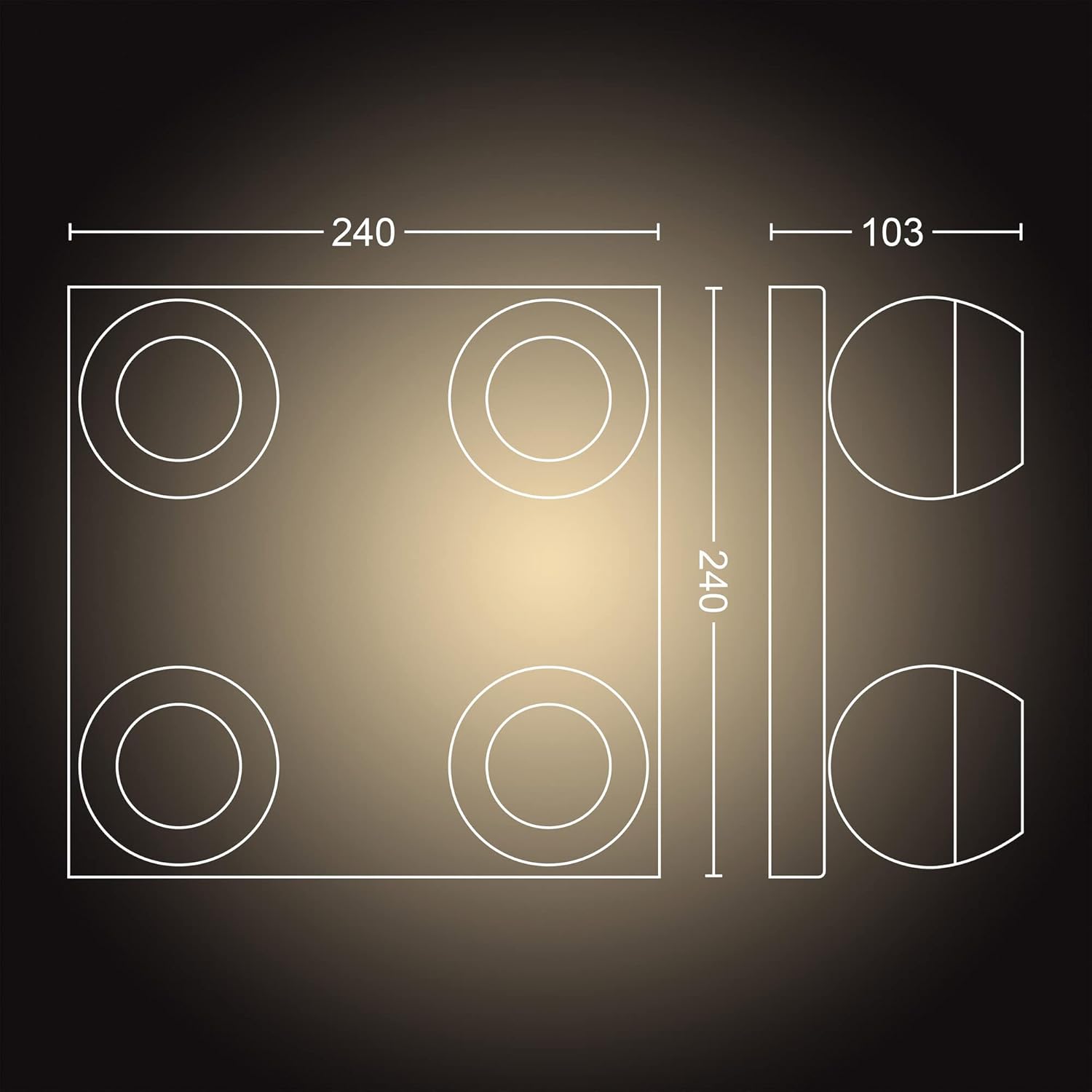 Philips Hue 4-Spot White Ambiance Smart LED Kit, Dimmable, App Control