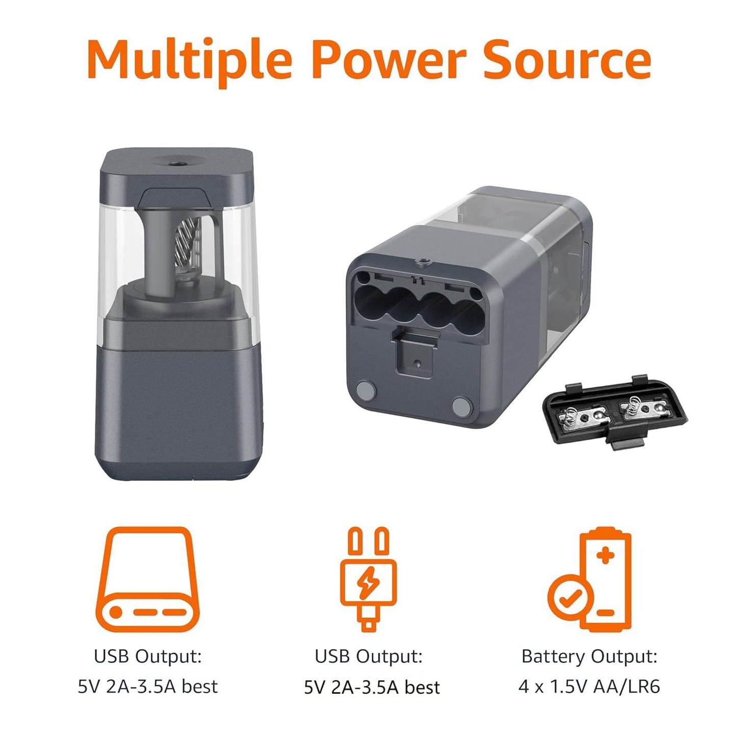 Amazon Basics Portable Electric Pencil Sharpener with Helical Blade