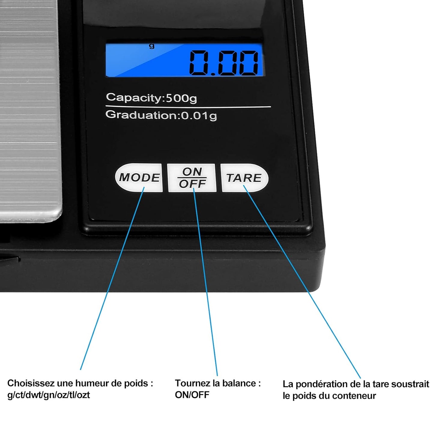 Aurora & Tithonus Stainless Steel 500g Digital Precision Kitchen Scale