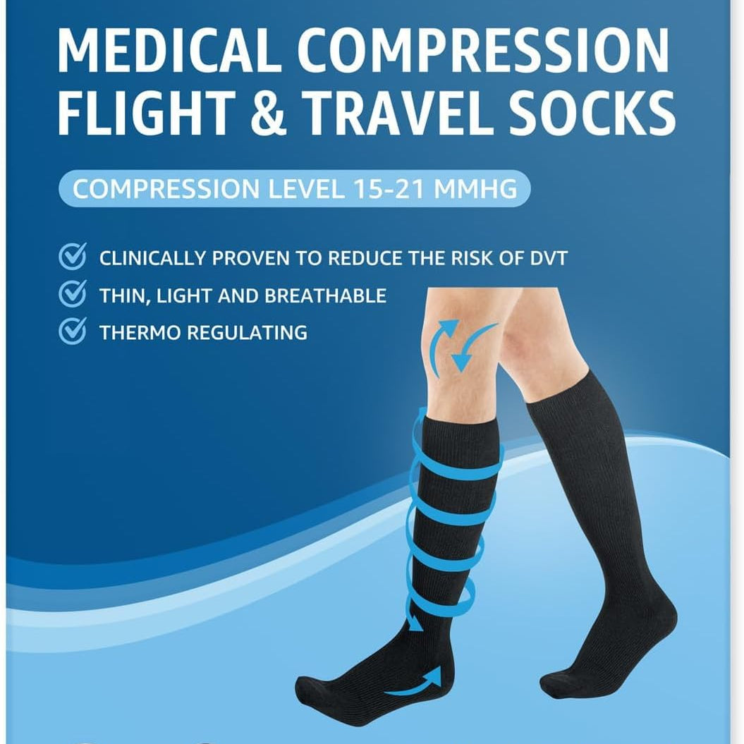 Amazon Basic Care Medical Compression Socks for Travel Comfort