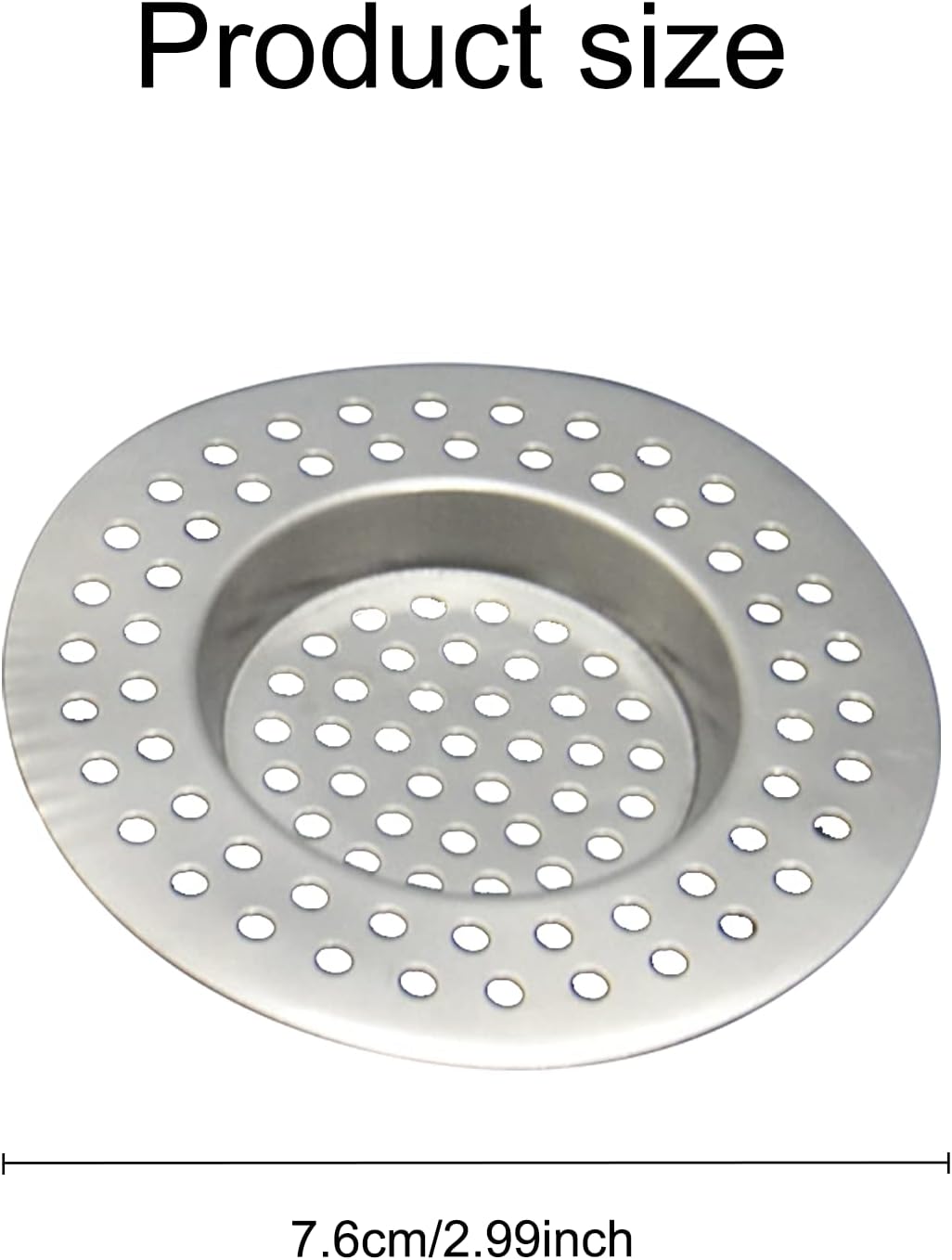 Sink Strainer Plug Hole Hair Catcher 2Pcs Stainless Steel Hair Catchers, Bathtub Shower Drain Cover Hair Catcher Sink Plug Stopper Drain Filter for Kitchen Bathroom Sink (7.6cm)