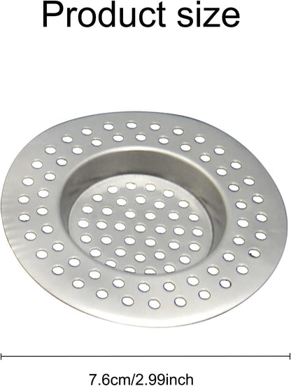 Sink Strainer Plug Hole Hair Catcher 2Pcs Stainless Steel Hair Catchers, Bathtub Shower Drain Cover Hair Catcher Sink Plug Stopper Drain Filter for Kitchen Bathroom Sink (7.6cm)