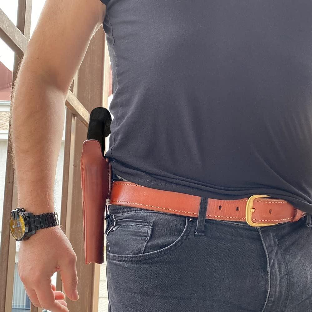 Premium Brown Leather Paddle OWB Revolver Holster for Blackhawk 4.6" - Gomix Brands Outlet
