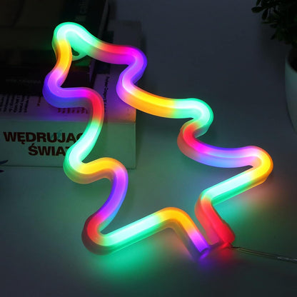 LED Neon Light Colorful Christmas Tree Sign Decoration