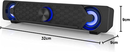 USB Powered PC Soundbar Gaming Speaker with LED Lighting