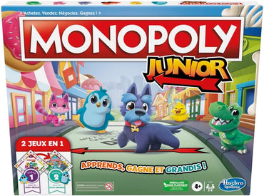Hasbro Monopoly Junior 2‑Sided Board Game for Kids – French