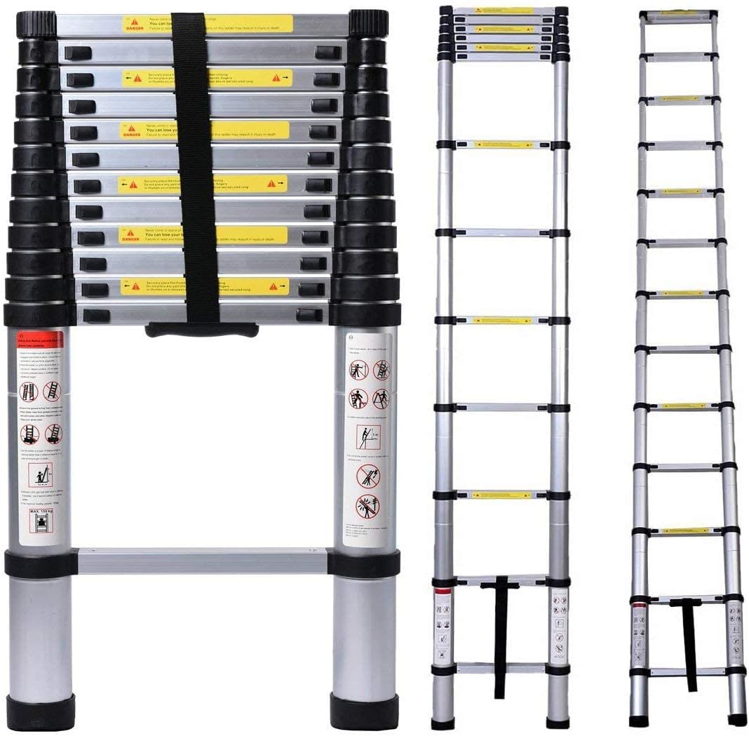 Jiahe 16.5ft Aluminum Telescoping Extension Ladder - Portable, Multi-Purpose, 330lb Capacity
