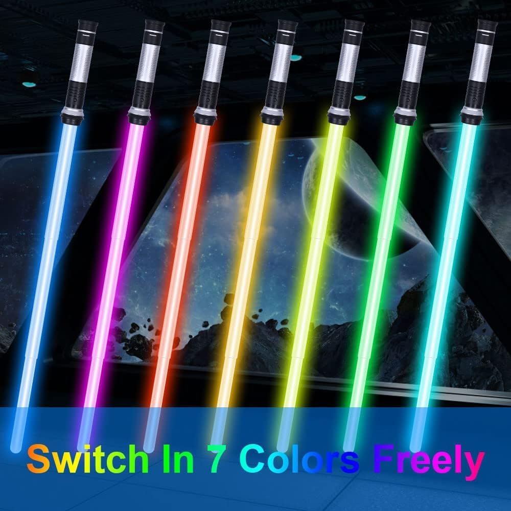 Kimimara Retractable LED Light Up Saber with Sound 7 Colors