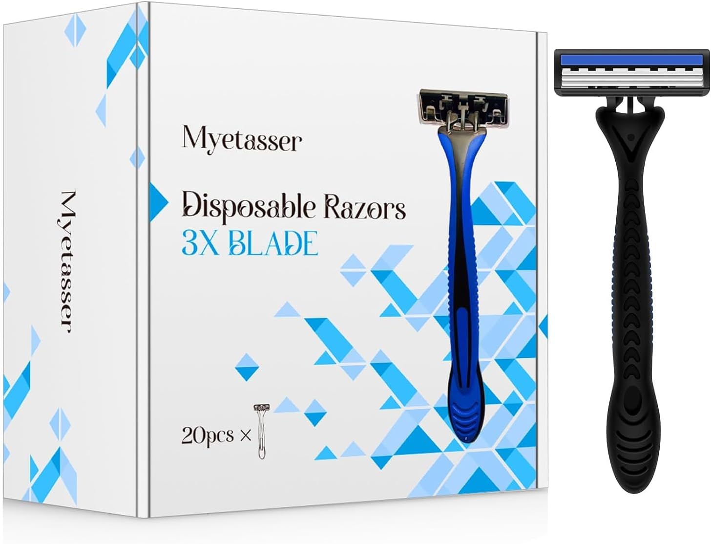 Myetasser 20-Count Triple Blade Disposable Razor for Men