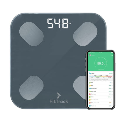 FitTrack Dara Smart BMI Digital Scale - Black Bluetooth Body Composition