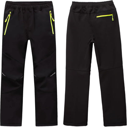 MEILONGER Kids Softshell Snow Pants – Waterproof Fleece‑Lined Hiking Trousers