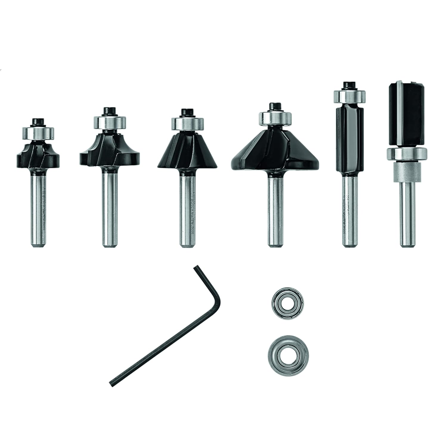 BOSCH 6-Piece Carbide-Tipped Trim Router Bits