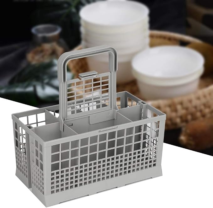 Universal Dishwasher Cutlery Basket 8 Compartments Grey