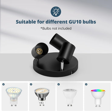 Schiele 60466001 3-Bulb Round GU10 Ceiling Spotlight Black