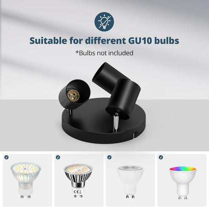 Schiele 60466001 3-Bulb Round GU10 Ceiling Spotlight Black