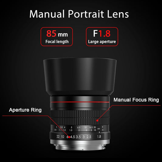 BENOISON 85mm f/1.8 Manual Focus Telephoto Portrait Lens for Canon EF