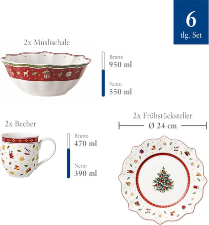 Villeroy & Boch Toy's Delight Premium Porcelain 6-Piece Festive Breakfast Set