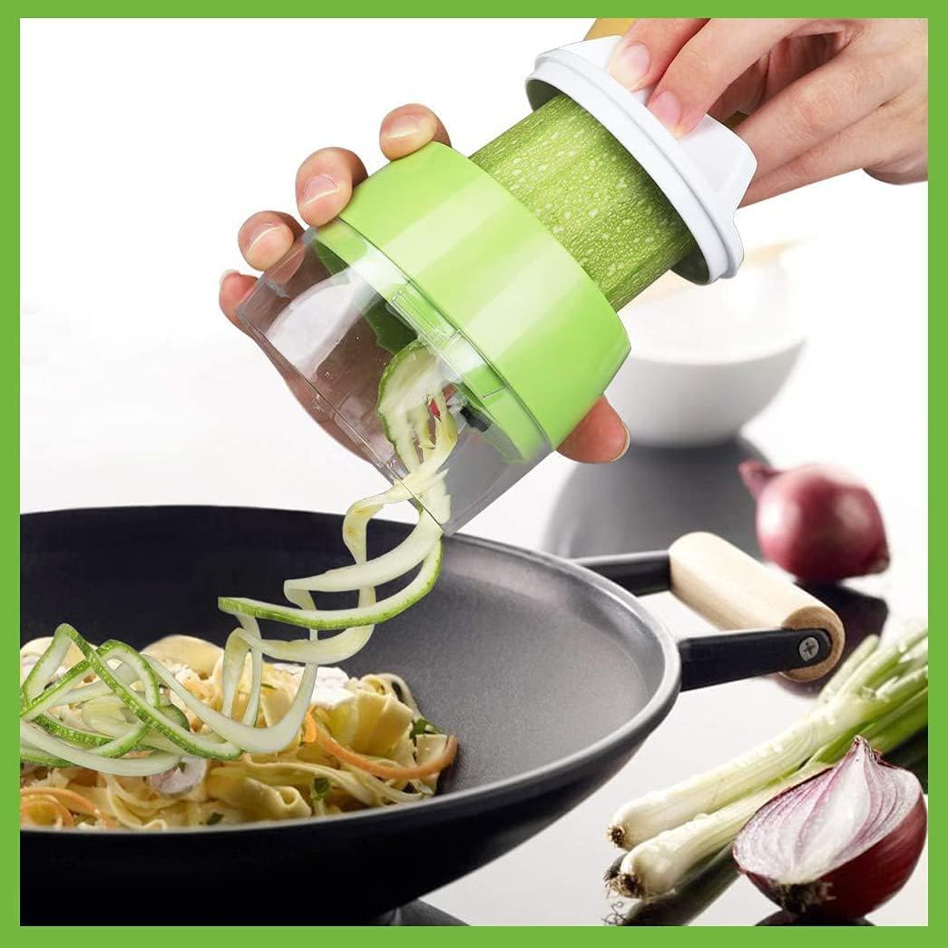 Womdee SLC-292 5-in-1 Handheld Spiralizer Vegetable Slicer Green
