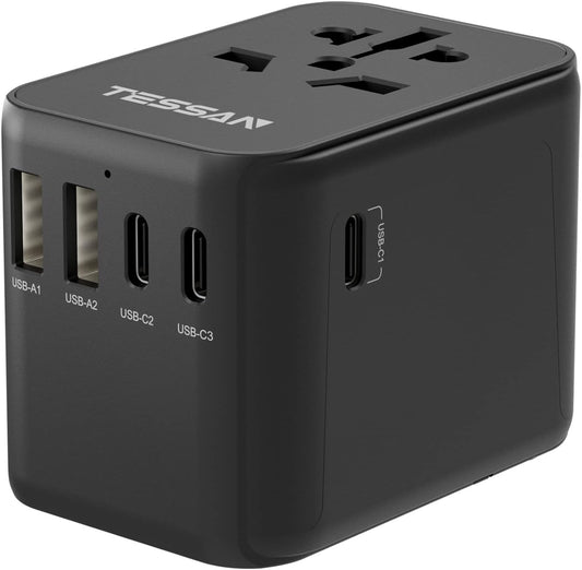 TESSAN Universal Travel Adapter with Dual USB and USB‑C Ports