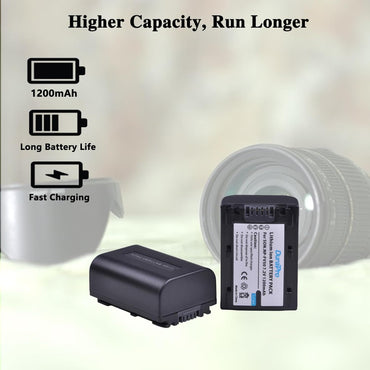 DuraPro 2-Pack 1200mAh NP-FV50 Battery with LCD USB Charger for Sony Handycam HDR-CX150E HDR-CX170 HDR-CX300
