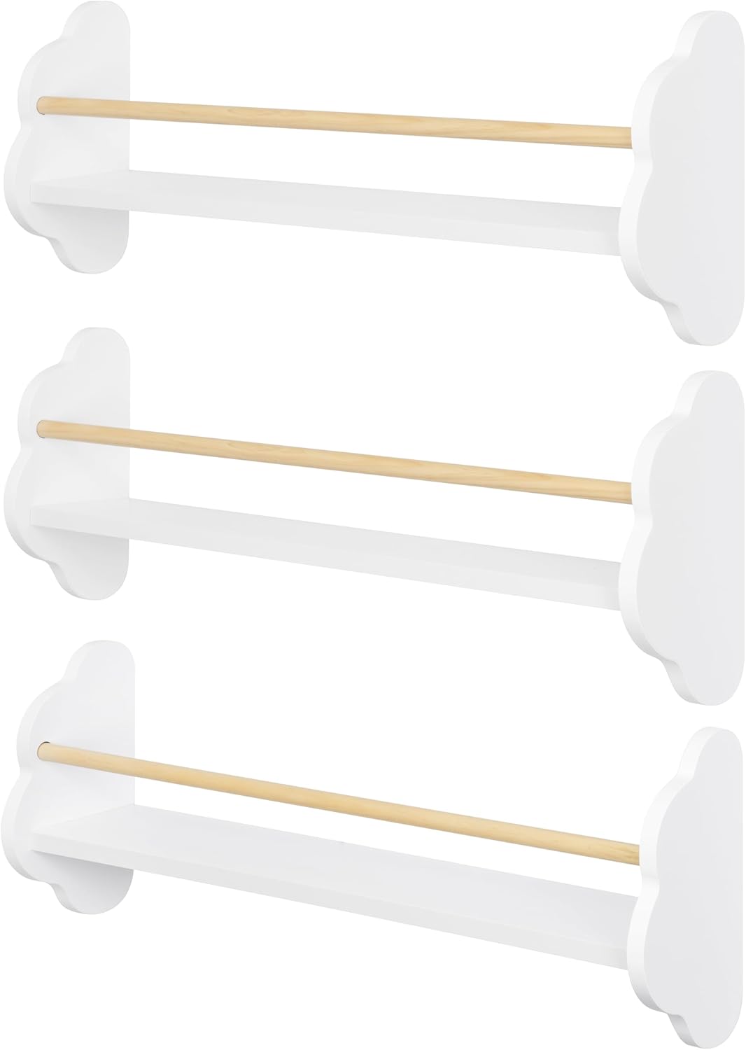 WOLTU Kids Cloud Shaped Wall Shelves Set of 3 White