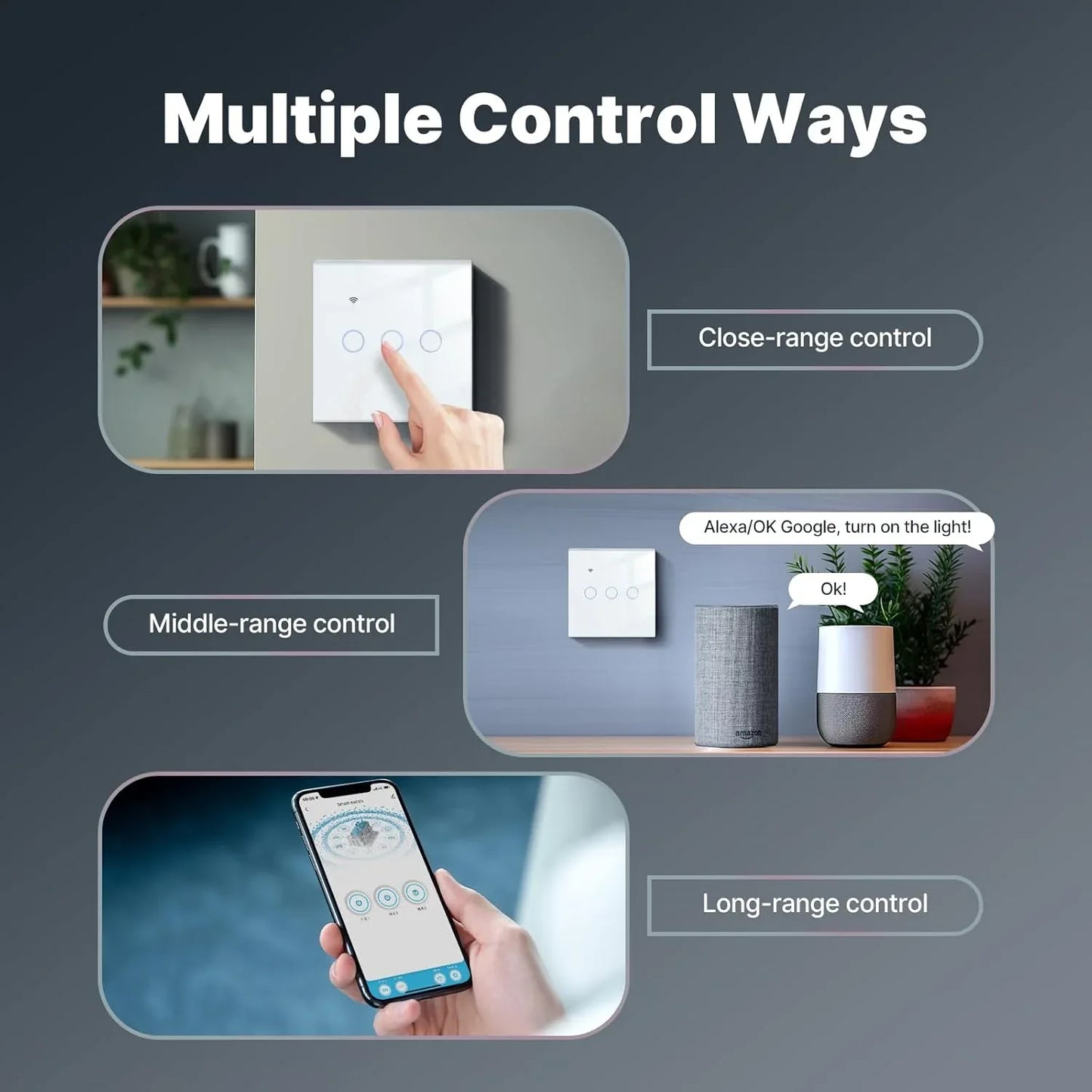 MOES Tuya WiFi Smart Touch Switch – Elegant Glass Panel with Alexa & Google Home Compatibility - Gomix Brands Outlet