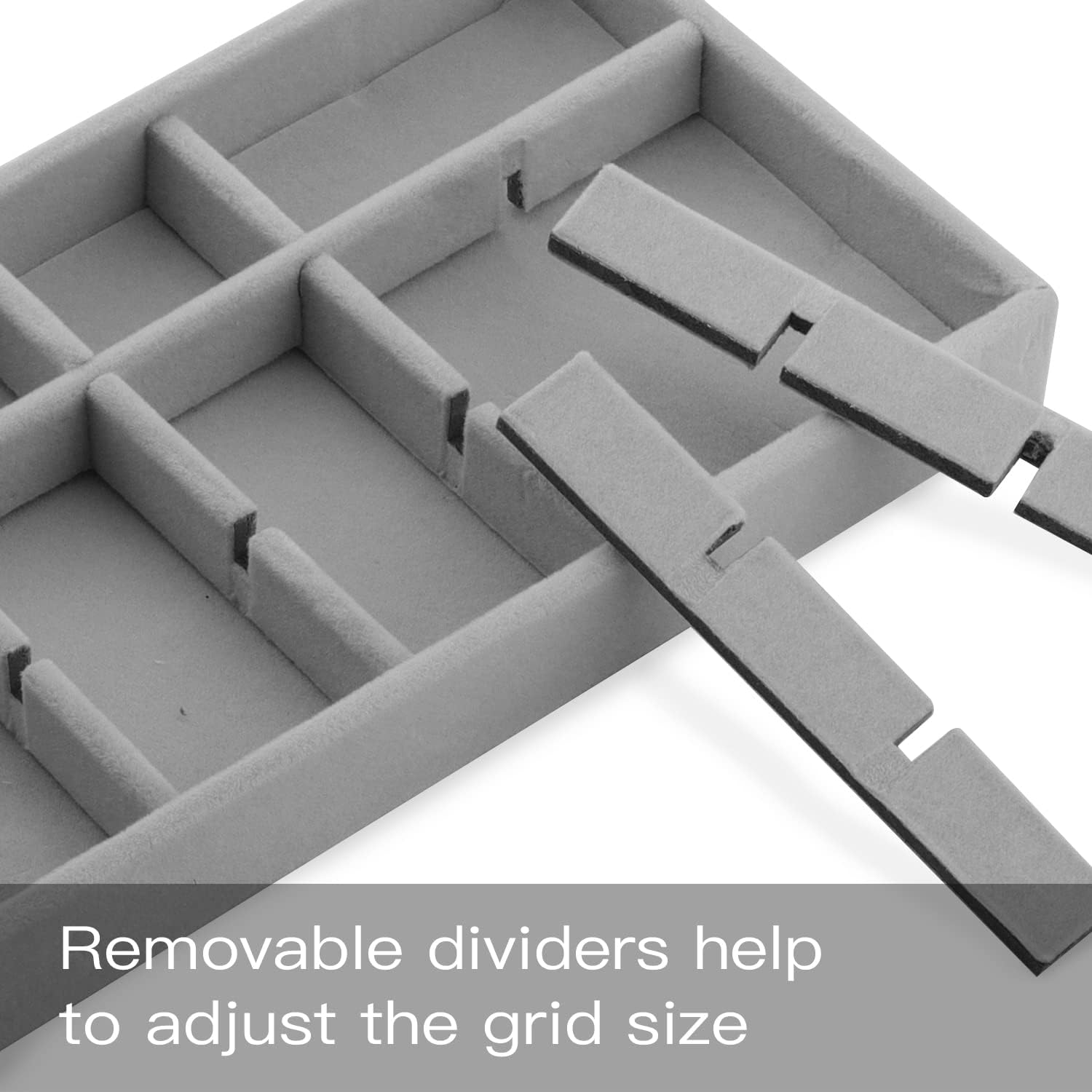 Velvet 4-Pack Stackable Jewelry Organizer Trays for Drawer