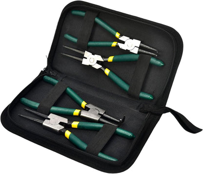 Dual‑Purpose Lock Ring Pliers 17.8 cm Carbon Steel with Non‑Slip Grip