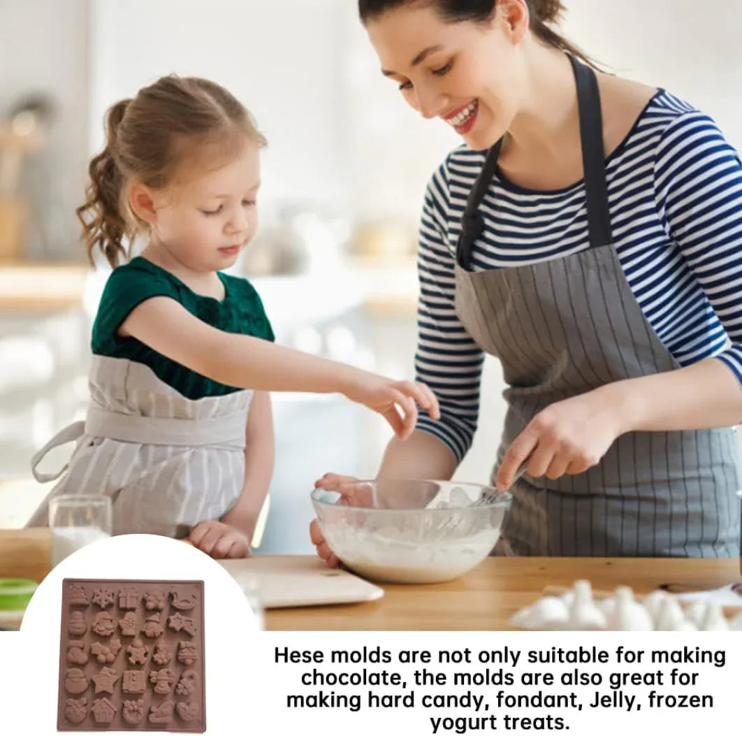 25-Cavity Christmas Silicone Chocolate Mould – Non-Stick Baking Tray - Gomix Brands Outlet