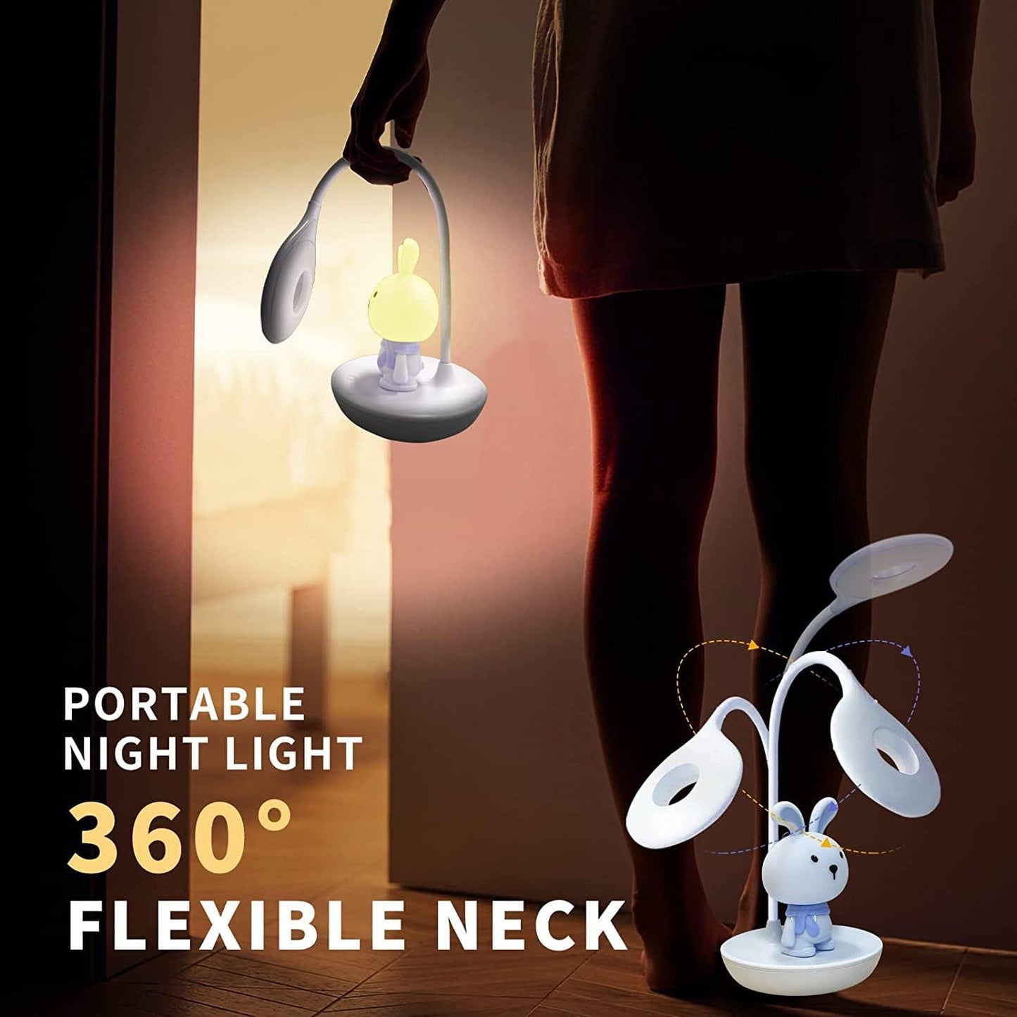 FemKey LED Desk Lamp for Children Cartoon Silicone Eye Protection Rechargeable USB Dimmable Touch Sensor