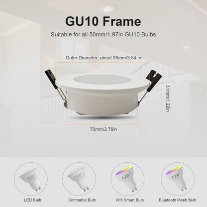 GY Recessed Spotlight Frame GU10 IP65 Waterproof Plastic 6-Pack 10 cm