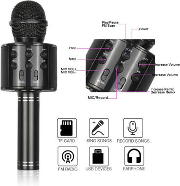 Viposoon Wireless Karaoke Microphone for Kids – Bluetooth Handheld Mic