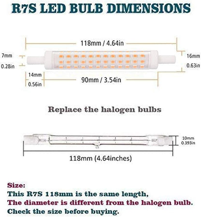 BAOMING R7S LED Bulb 118mm 10W Dimmable 900lm 2700K Warm White 75W Equivalent 2-Pack