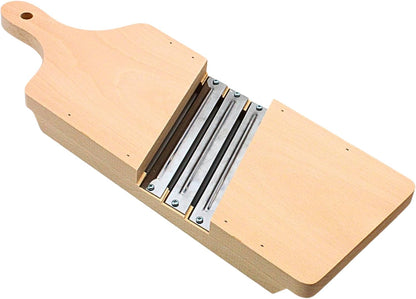 Natural Wood Cucumber and Herb Slicer with Stainless Steel Blades