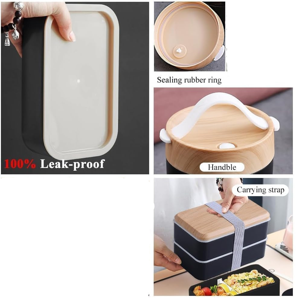 Aiuuee ALC263 Lunch Box Set 1400ml Black