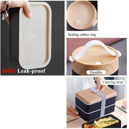 Aiuuee ALC263 Lunch Box Set 1400ml Black