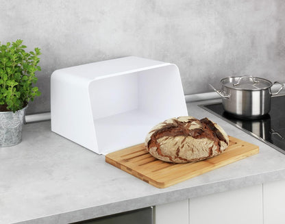 Wenko Bamboo Bread Bin with Lid, White 35x26x20.5 cm