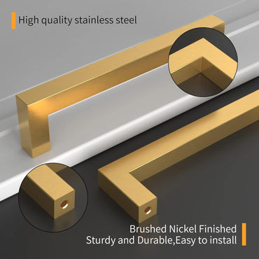 Elegant Gold Stainless Steel Cabinet Handles for Kitchen Drawers and Wardrobes