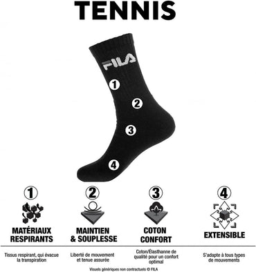 FILA Unisex Athletic Crew Socks with Frotte Sole