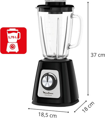 Moulinex Blendforce 800W Standing Mixer with 1.75L Glass Bowl Black