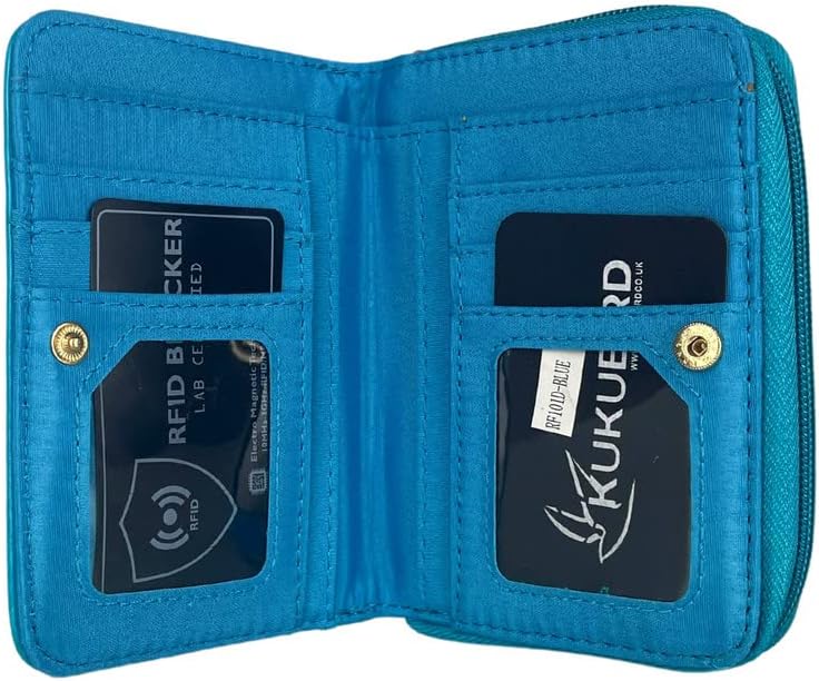 Cute Owl RFID‑Blocking Medium Blue PU Leather Clutch Wallet