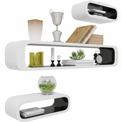 WOLTU Wall Shelf Set of 3 Oval Bookcase Cubes