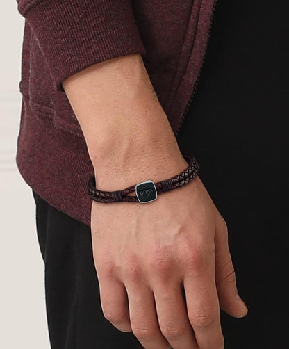 BOSS Men's SEAL Collection Leather Bracelet – Premium Stainless Steel, Black & Brown
