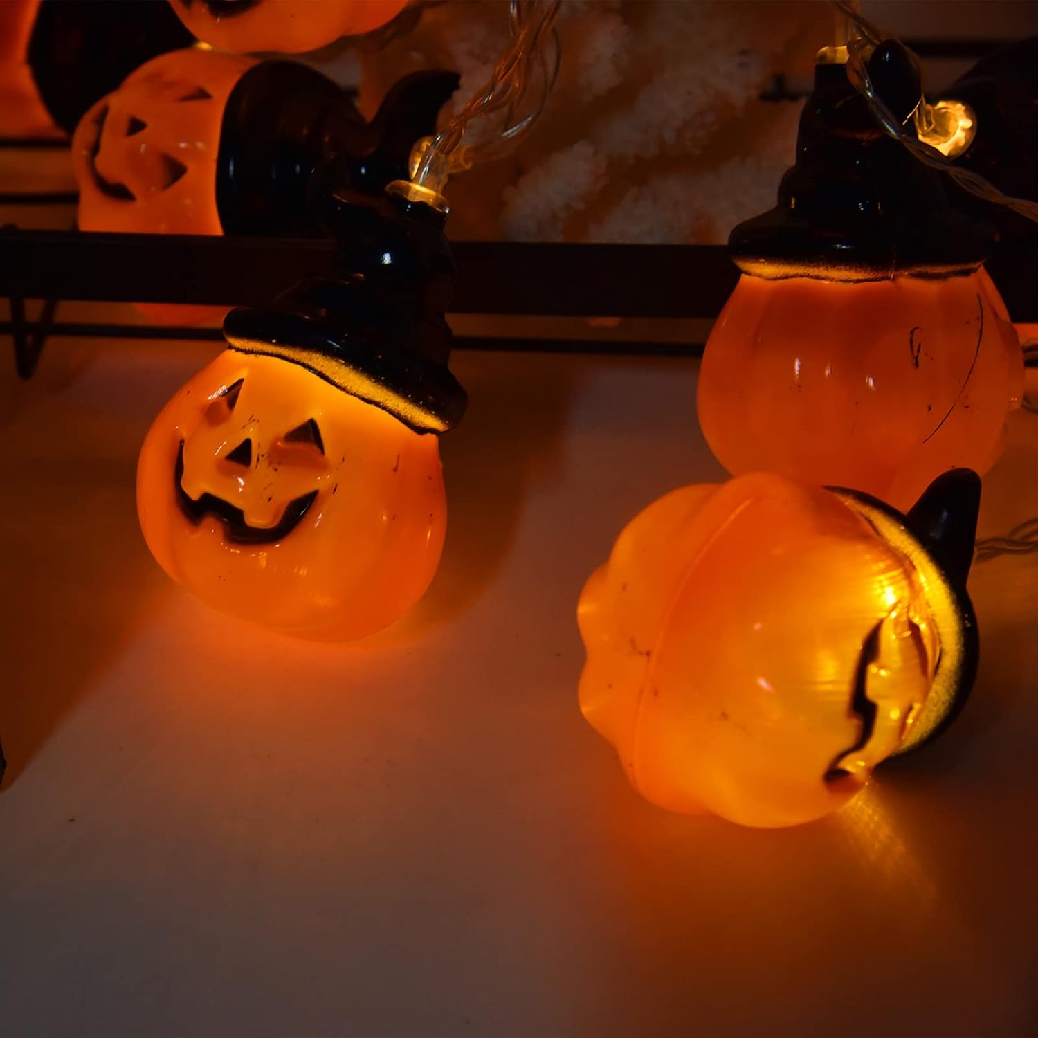 Cute Pumpkin Lantern String Lights 20 LEDs Dual Mode