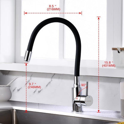 GRIFEMA G4002-2 Flexible 360° Rotatable Chrome Black Kitchen Sink Mixer Tap