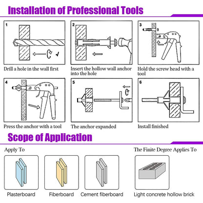 Heavy Duty Zinc Plated Steel Molly Bolt 5x52mm Anchor Set