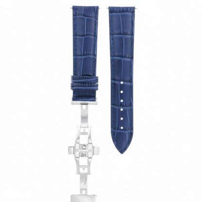 MUENSHOP 19mm Leather Watch Band for Citizen Eco Drive Blue