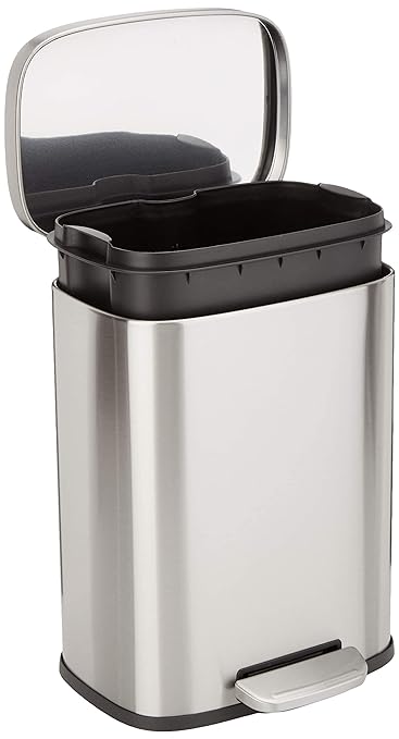Amazon Basics Smudge‑Resistant 12L Rectangular Trash Can with Soft‑Close